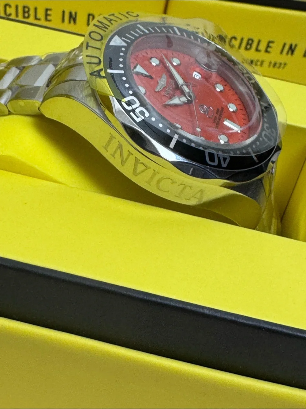 Invicta Grand Diver Men's 47mm Orange Dial Watch and carrying case NWT